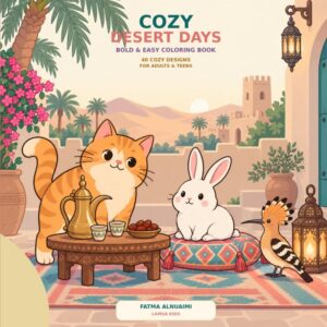 Cozy Desert Days: Bold & Easy Coloring Book Book Cover by Fatma Alnuaimi