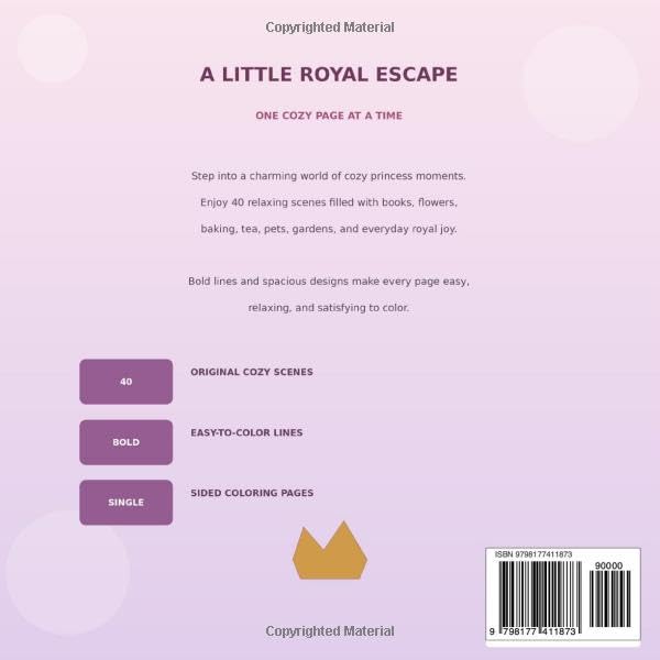 Cozy Princess Moments: An Easy & Relaxing Coloring Book Back Cover Cozy Princess Moments: An Easy & Relaxing Coloring Book Back Cover details