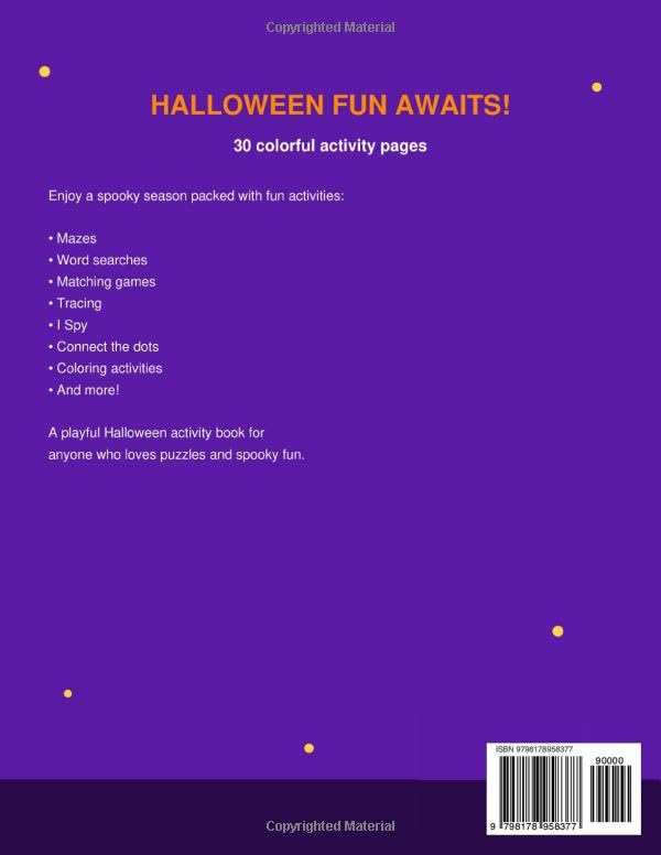 Halloween Activity Book for Kids Back Cover Halloween Activity Book for Kids Back Cover details